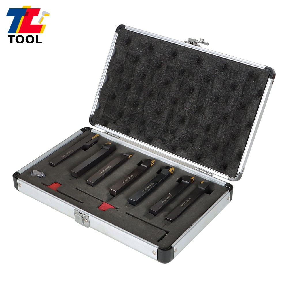 7Pc 1/2" Lathe Tool Bit Thread Insert+Holder Set Carbide Indexable Turning Tool
