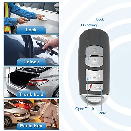 2pcs SKE13D-01 Car Key Fob Shell 4 Button Remote Control Key Case Shell