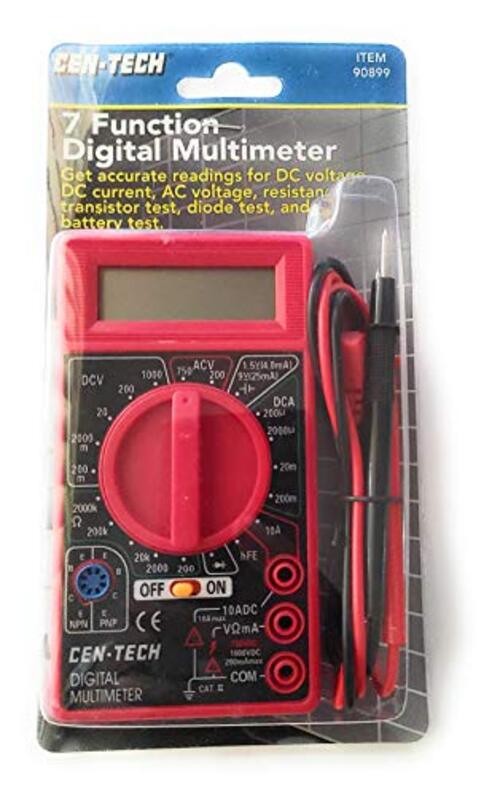 Cen-Tech Digital Amp Ohm Volt Meter Ac Dc Voltmeter Multimeter,Red