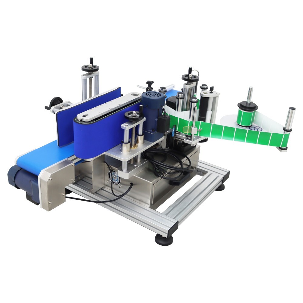 110V Automatic Conveyor Round Bottle Labeling Machine Label Applicator 4-10cm