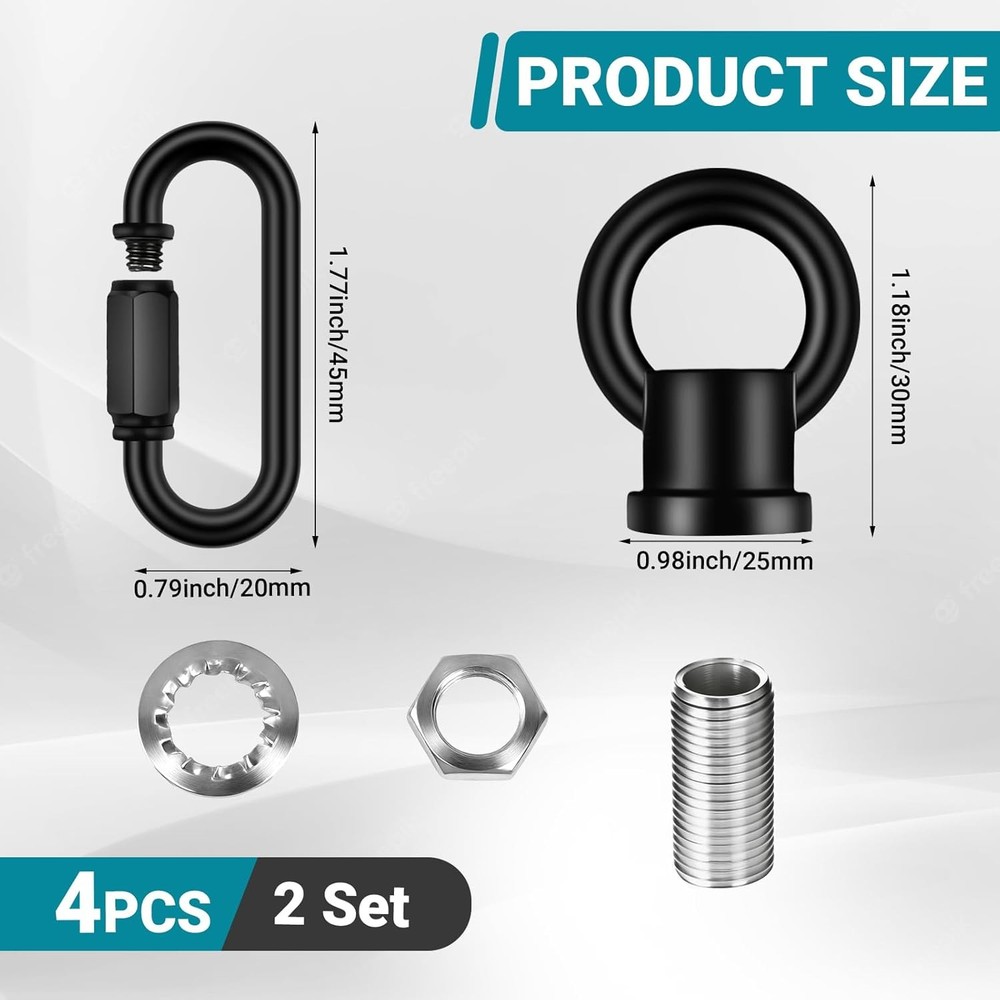 2 Pack Chandelier Chain Extension Hook Eye Nut Ceiling Light Hanging Loop Black