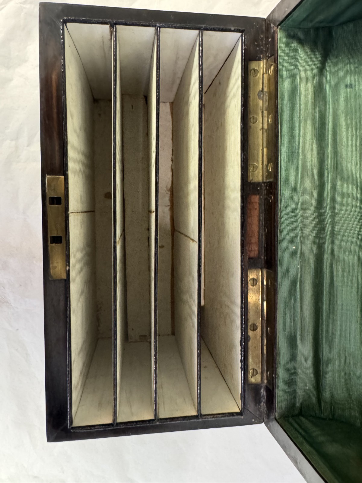 U28306 Antique VICTORIAN Burled Walnut Letter Stationary Box wBrass Gem G2U