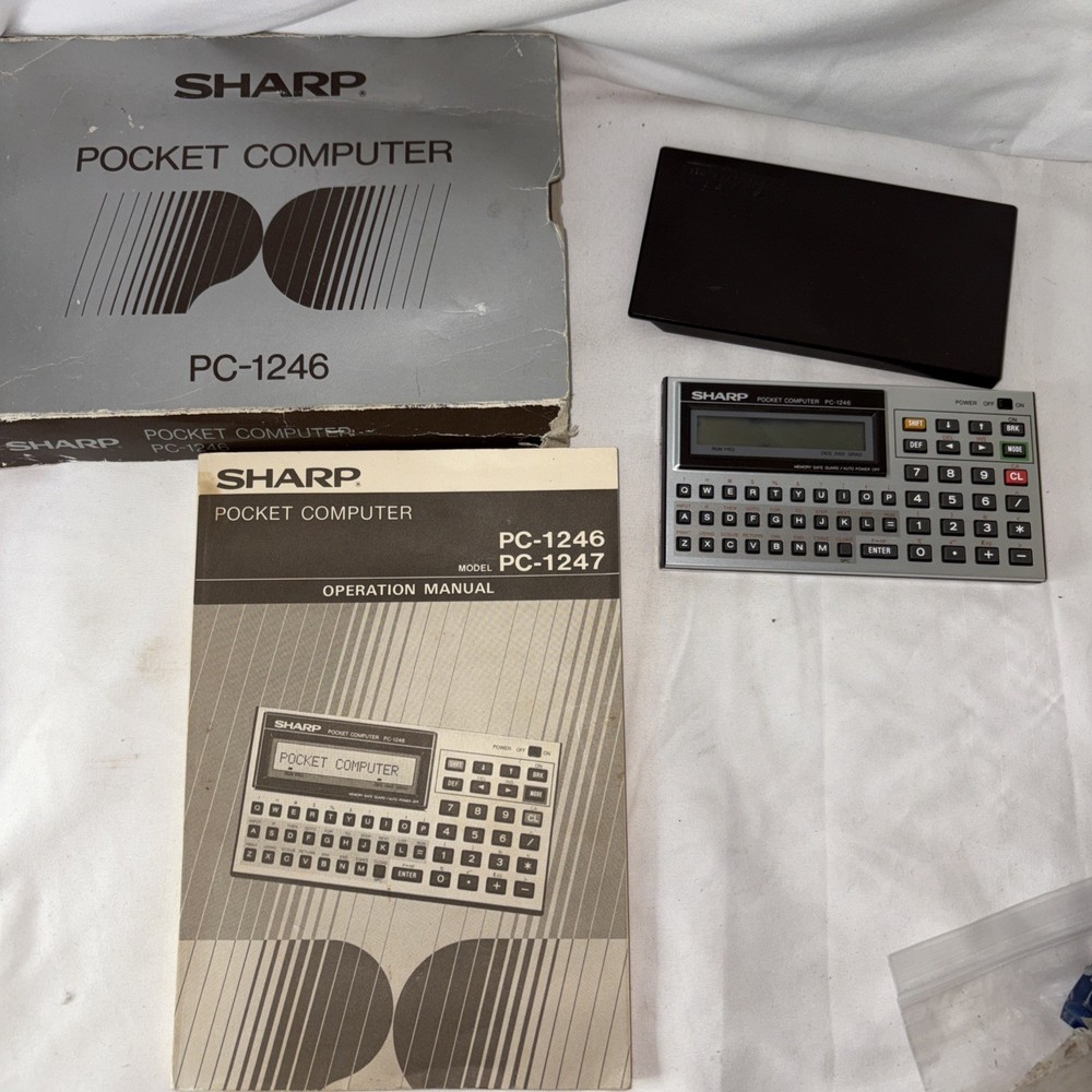 Sharp Pocket Computer PC-1246 w/ Programming Manual & Box Not Working Parts