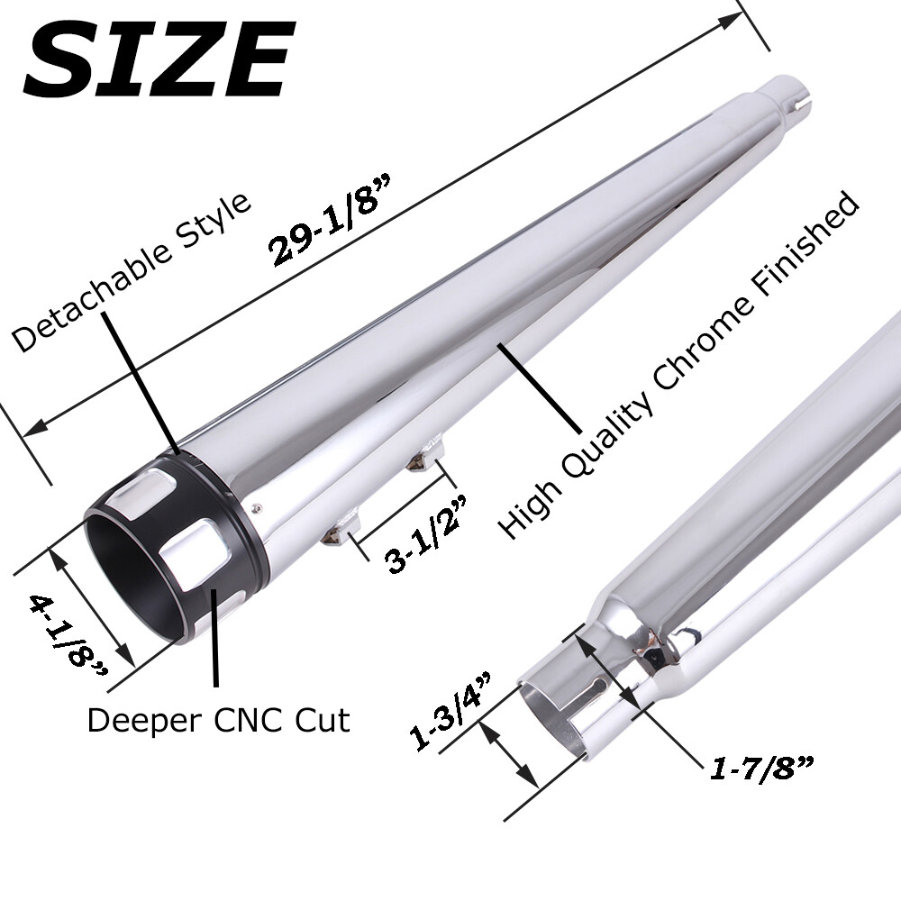 4" Megaphone Exhaust Pipes Mufflers For Harley Touring Ultra Classic Road Glide