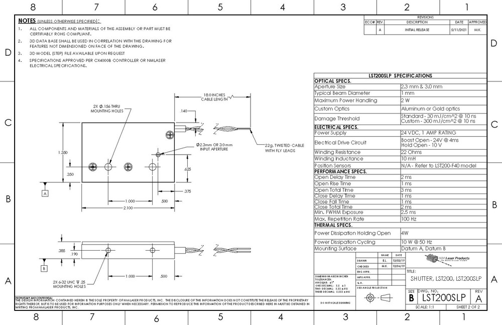 NM Laser Products LST200SLP High Speed Optical Shutter