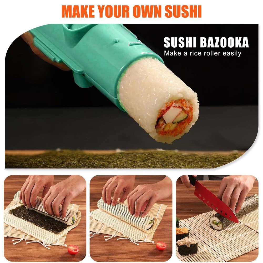 SmileTools Sushi Making Kit, Roller, Bazooka, Medium, Green