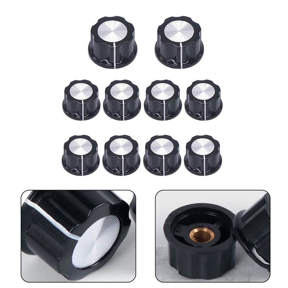 Premium Black A03 Potentiometer Knobs for Improved Performance Set of 10