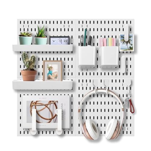 Wall Organizer Peg Board - Elevate And Declutter Your Gaming And Office - White