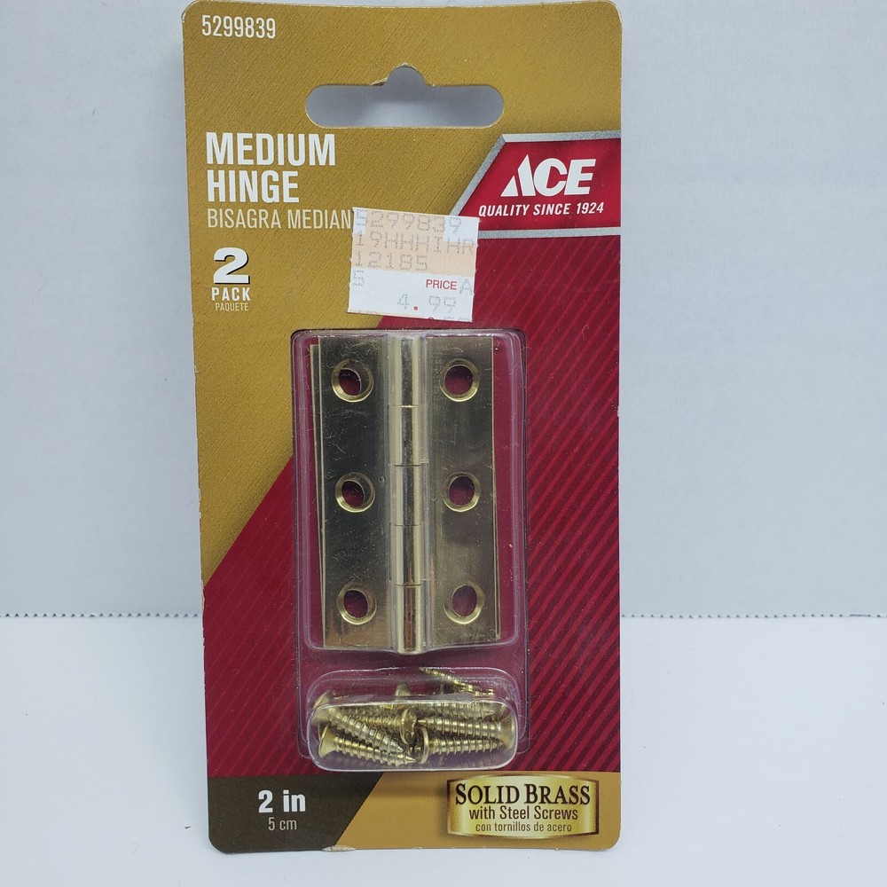 ACE Medium Hinge SOLID BRASS  2 Pack  2"  #5299839