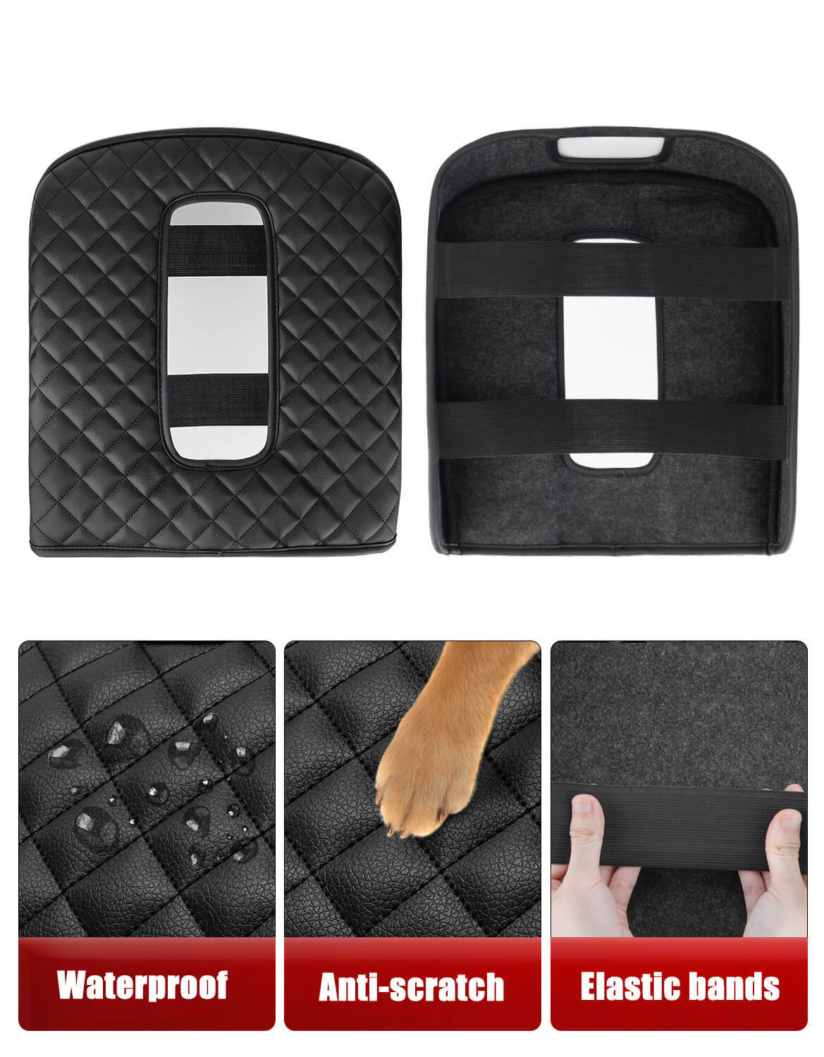 For GMC Sierra 2007-2014 Center Console Armrest Lid Leather Cover Cushion Pad