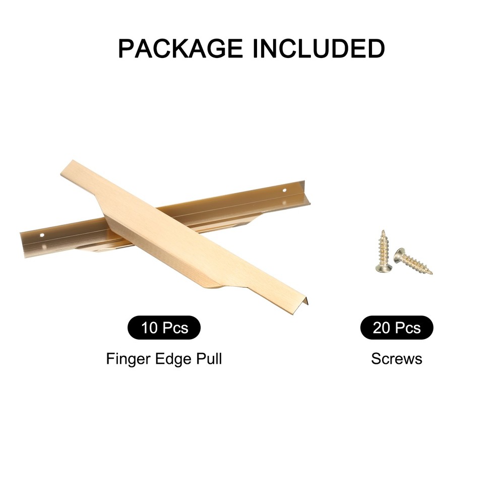 10 Pack Finger Edge Pull Cabinet Pulls Finger Pulls 256mm Hole Diameter Gold