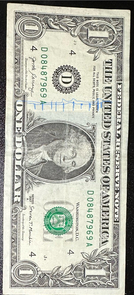 us paper money error note Rare 2017A Series Dollar Bill