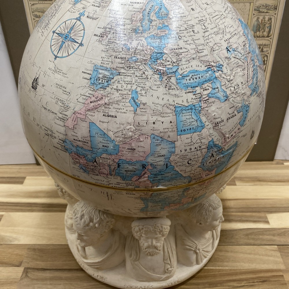 Replogle 16" Globe on Plaster Historical Figure Base