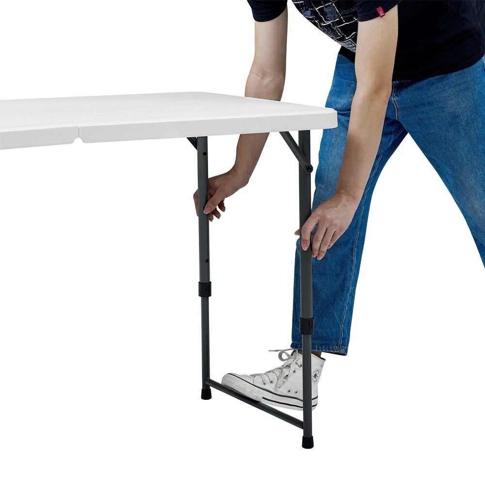 4 Foot Adjustable Height Folding Plastic Table White