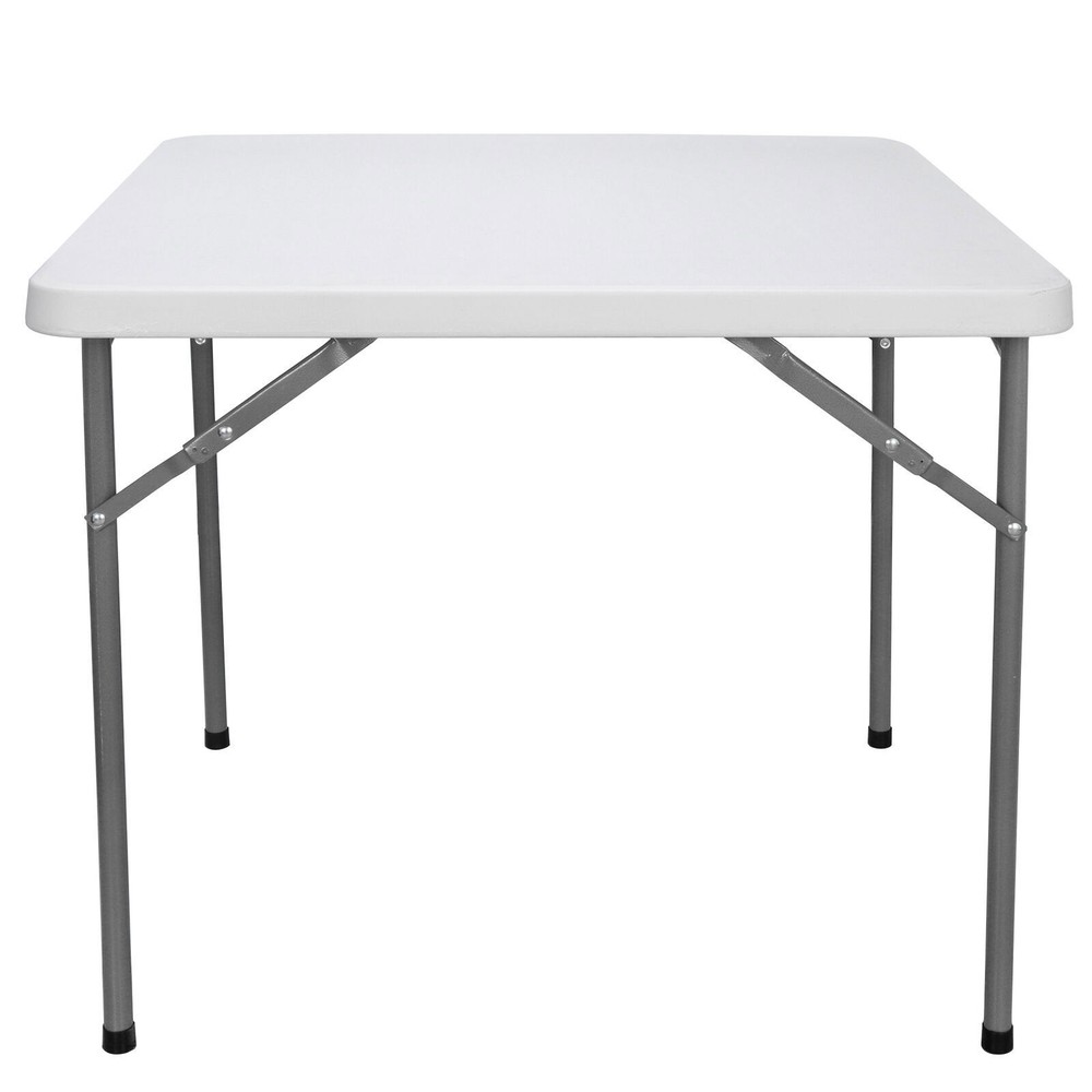 3 ft Heavy Duty Portable Plastic Folding Table Square Card Utility Table White