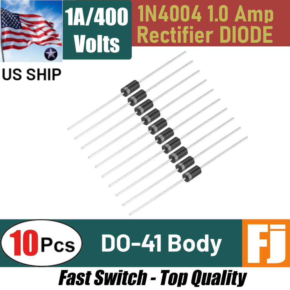 10x 1N4004 Diode | 1A 400V Rectifier Diode DO-41 Fast Switch IN4004 | US SHIP