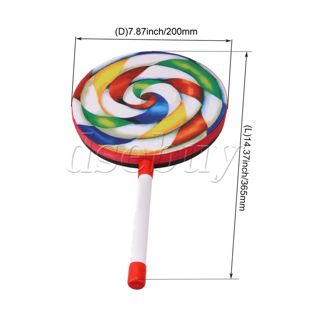 7.9" Lollipop Shape Drum Percussion Musical Instruments with Candy Drumstick