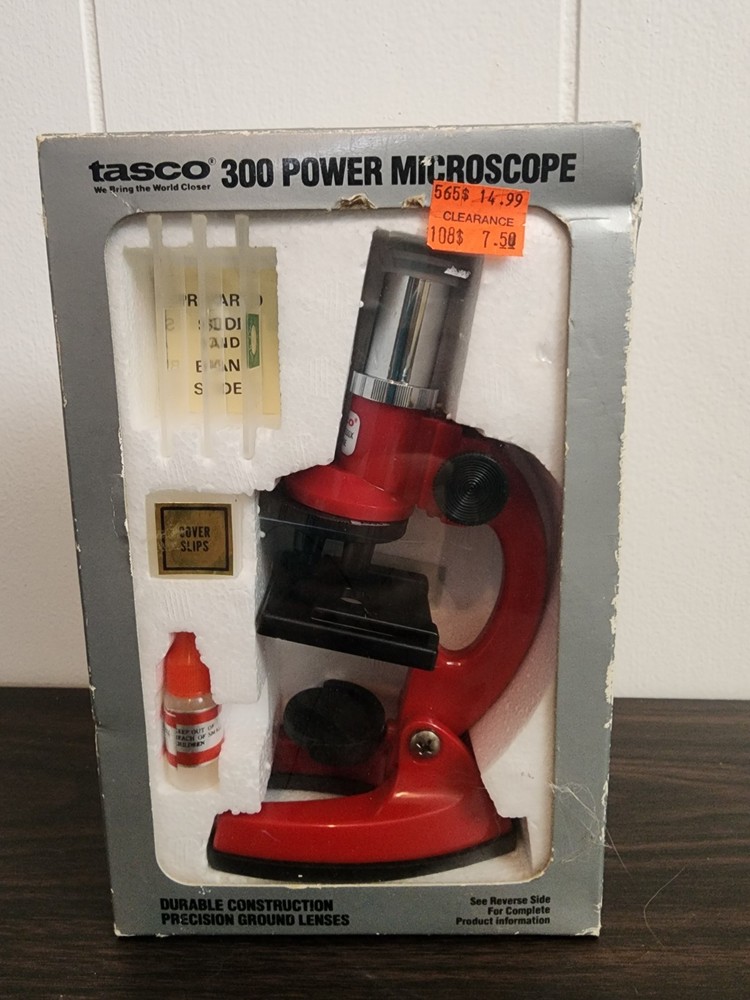 Vintage - 1988 Tasco 300E Variable Power Microscope with Discovery Kit