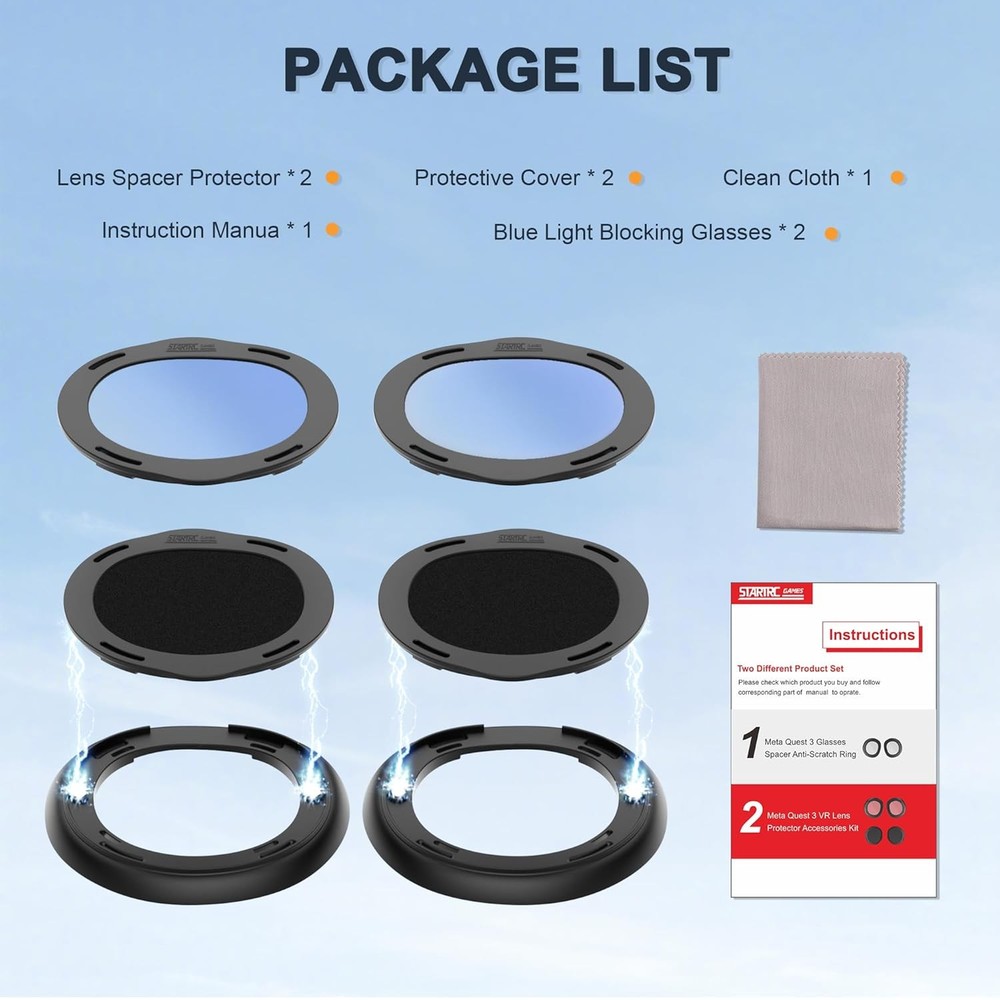 Lens Protector Cover Kit for Meta Quest 3 Anti-Scratch Protector Ring Accessorie