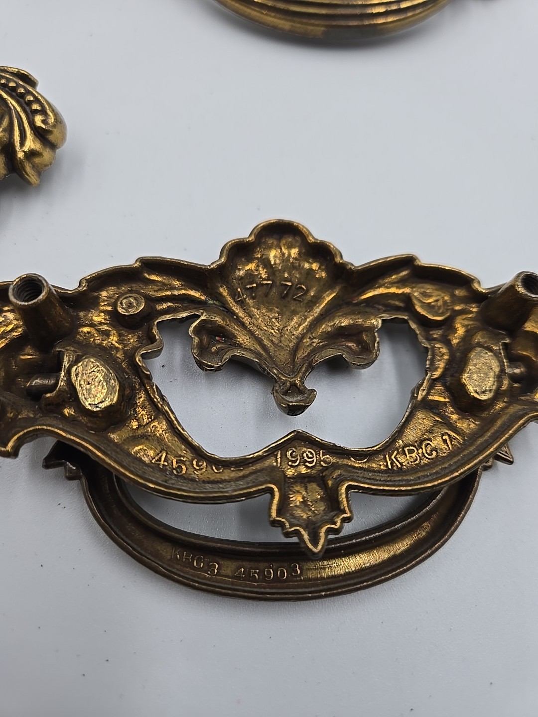 8-3" Antique Brass French Victorian Reclaimed Drawer Pull Ornate Baroque Design