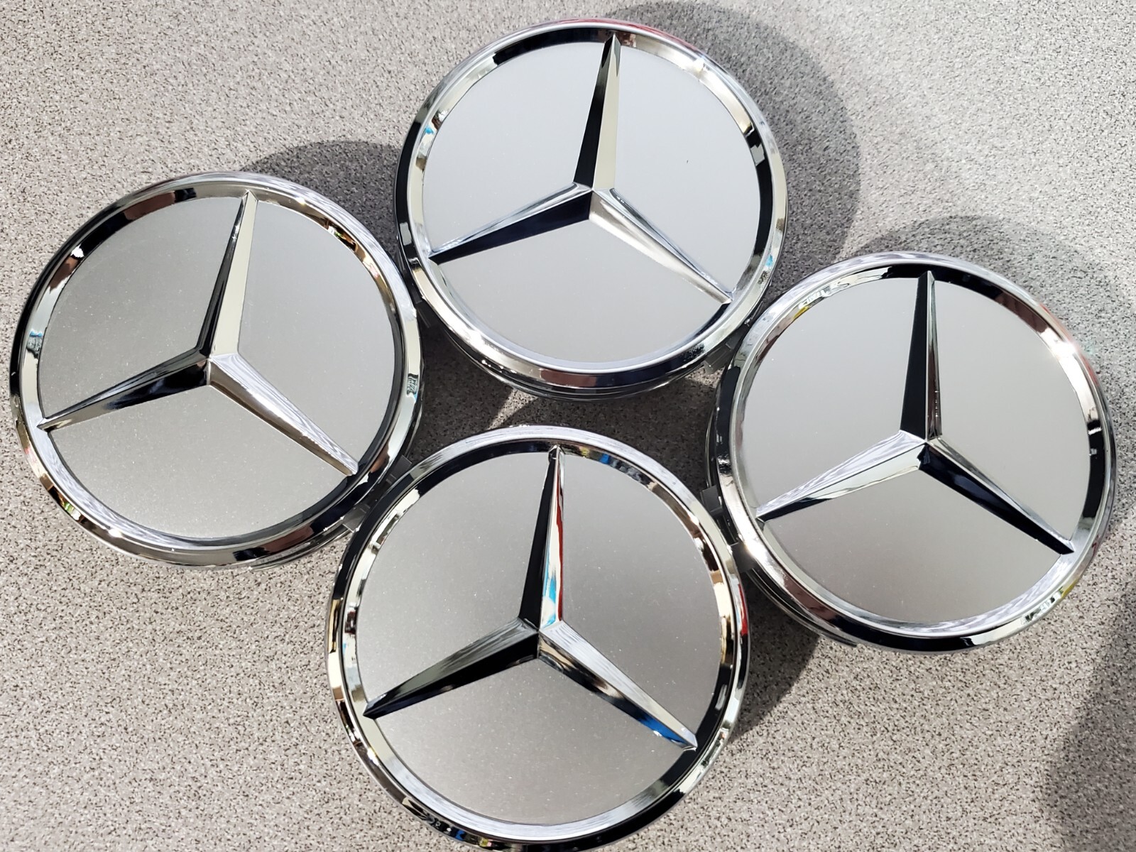 Set Of 4 75MM Wheel Center Rim Hub caps for Mercedes-Benz Silver Chrome Star