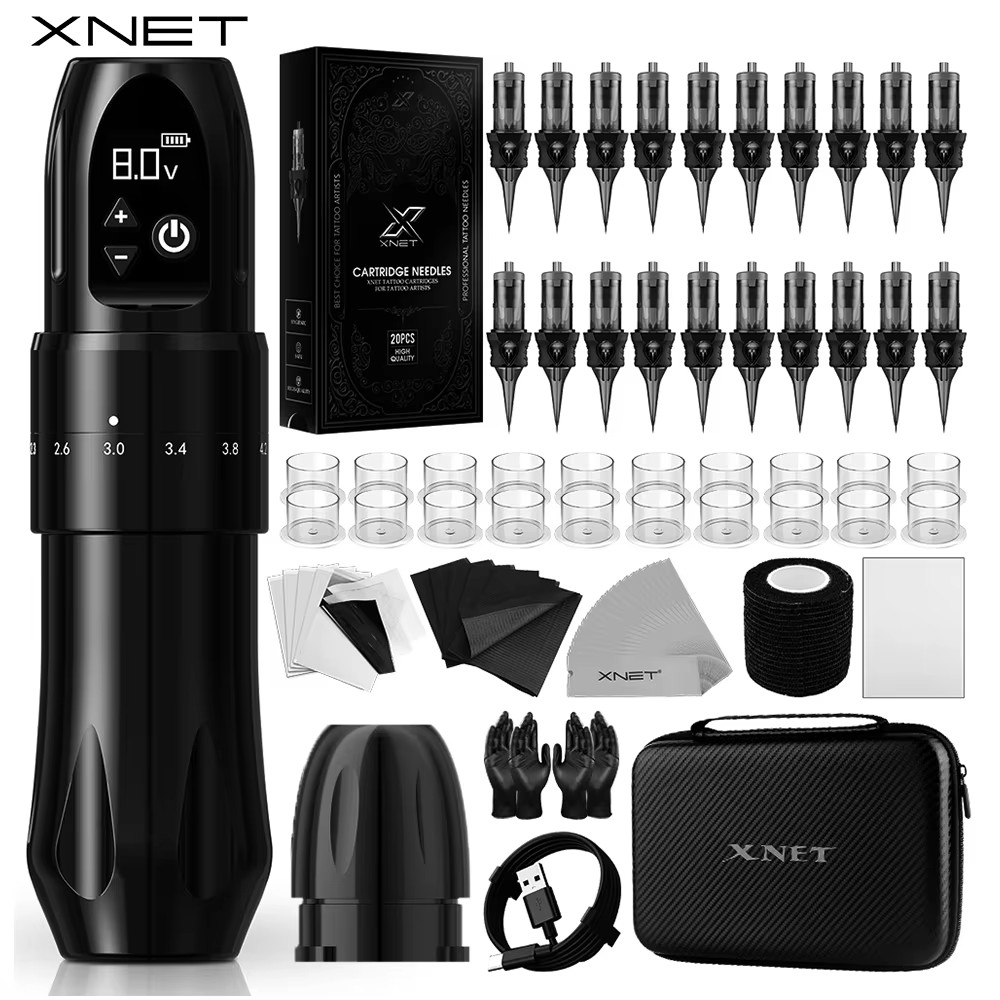 XNET D1 Wireless Tattoo Machine Pen Kit Full Completed Adjustable Stroke Custom