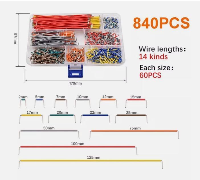 840Pcs 2-125 mm Breadboard Jumper Wire Kits Electronics Experimen