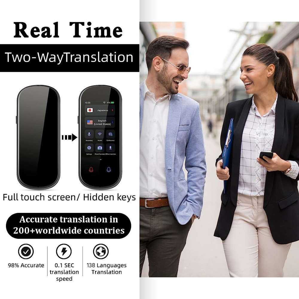 Language Translator Device Two-Way Instant 138 Languages Voice & Text & Offline