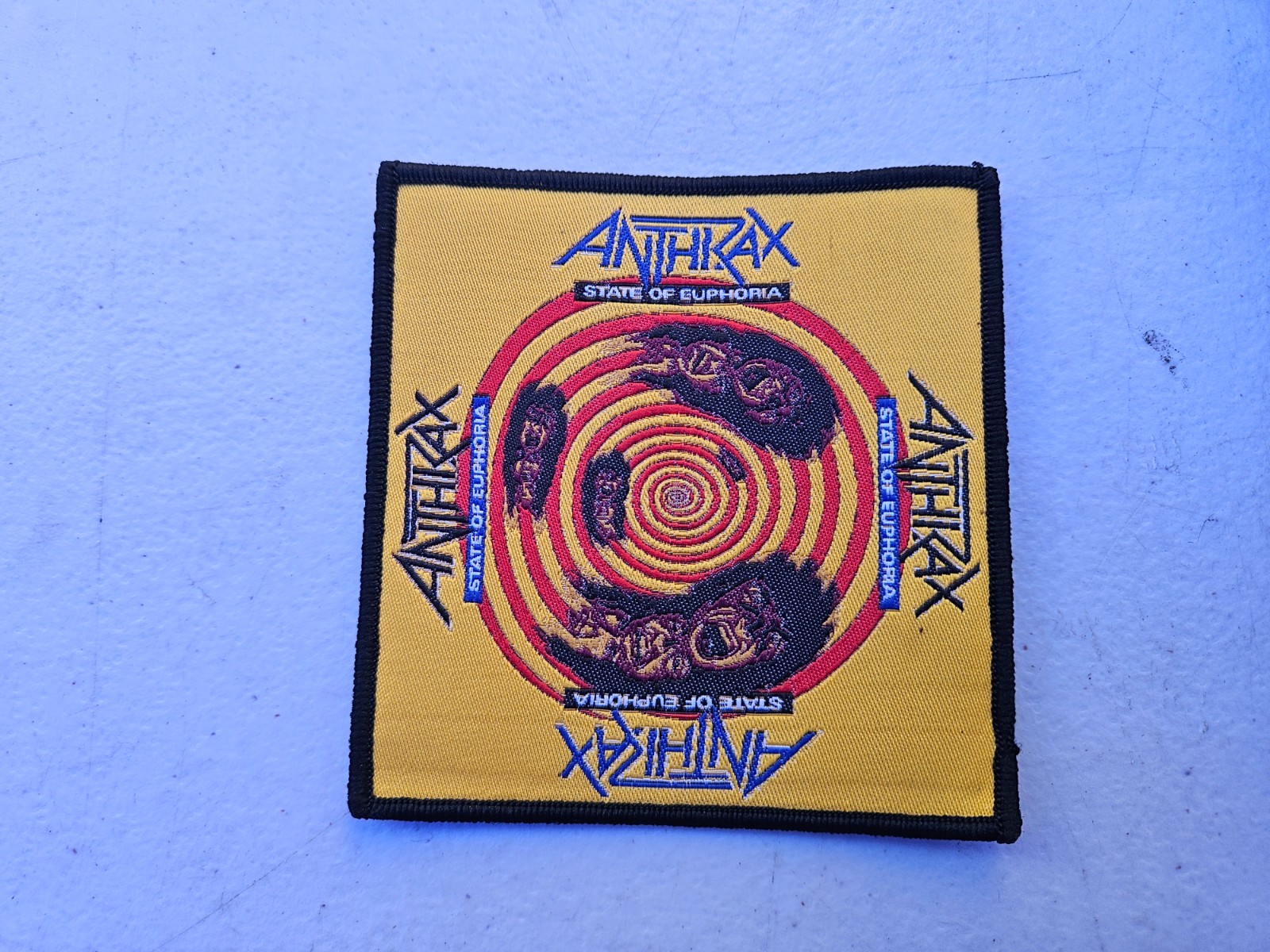 ANTHRAX, STATE OF EUPHORIA, SEW ON BLACK BORDER WOVEN PATCH