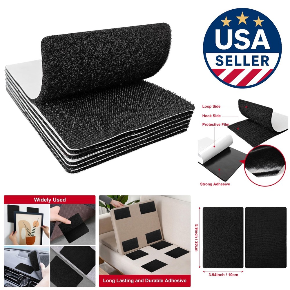 Durable 4x6 Inch Adhesive Hook and Loop Tape - Versatile for Sewing & Projects