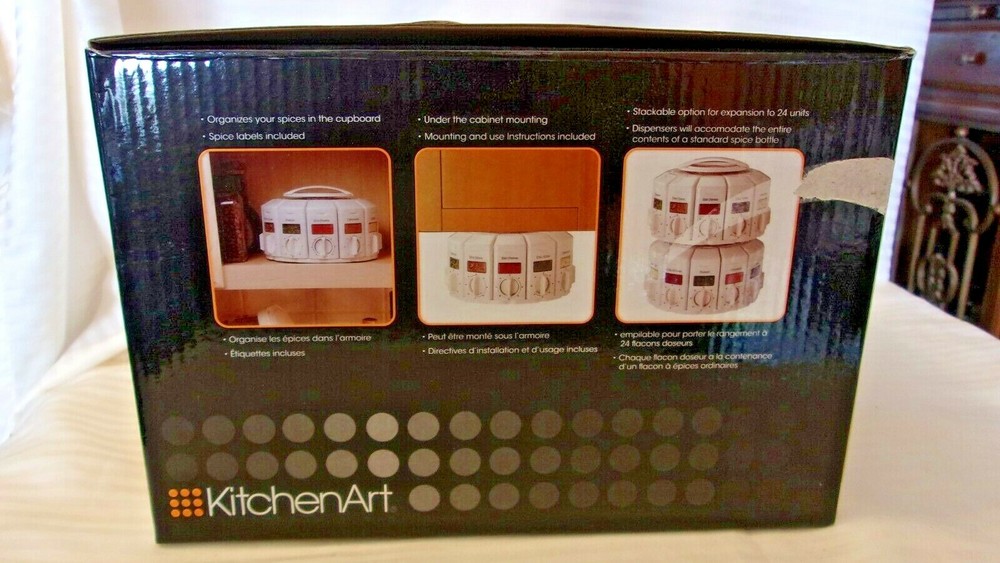NEW Kitchen Art SELECT-A-SPICE Adjust-A-Spoon Carousel White