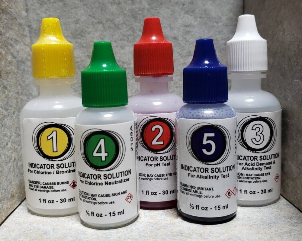 #1 - #5 POOLMASTER / POOLSTYLE TEST KIT REAGENTS **10 PACK! 2 Full sets!