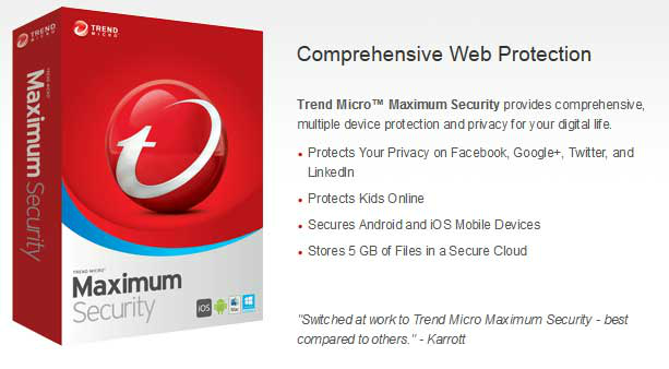 TREND MICRO MAXlMUM, lNTERNET, ANTIVIRUS+ Security for 1-3 Years and 1-5 Devices