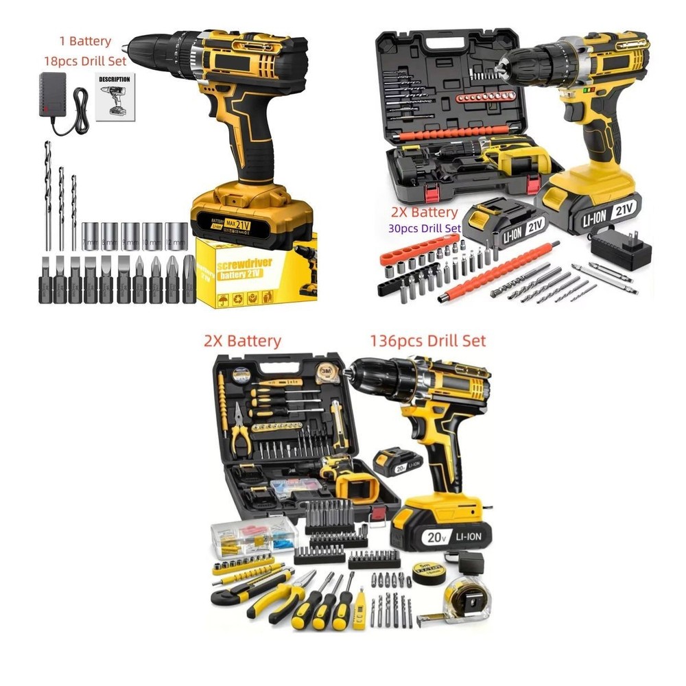 18/30/136pcs Electric Cordless Drill Screwdriver Bits Tool Set