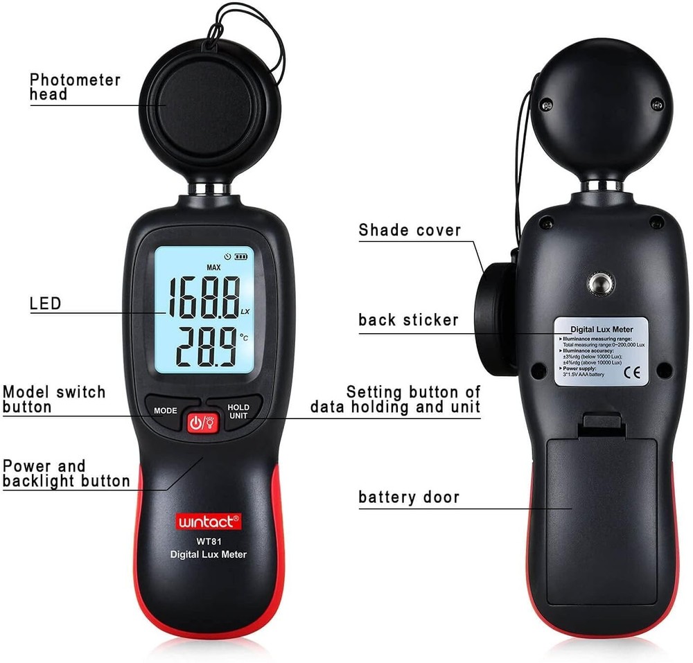 Multifunction Digital Lux Meter with Backlit Display - Perfect for Professionals