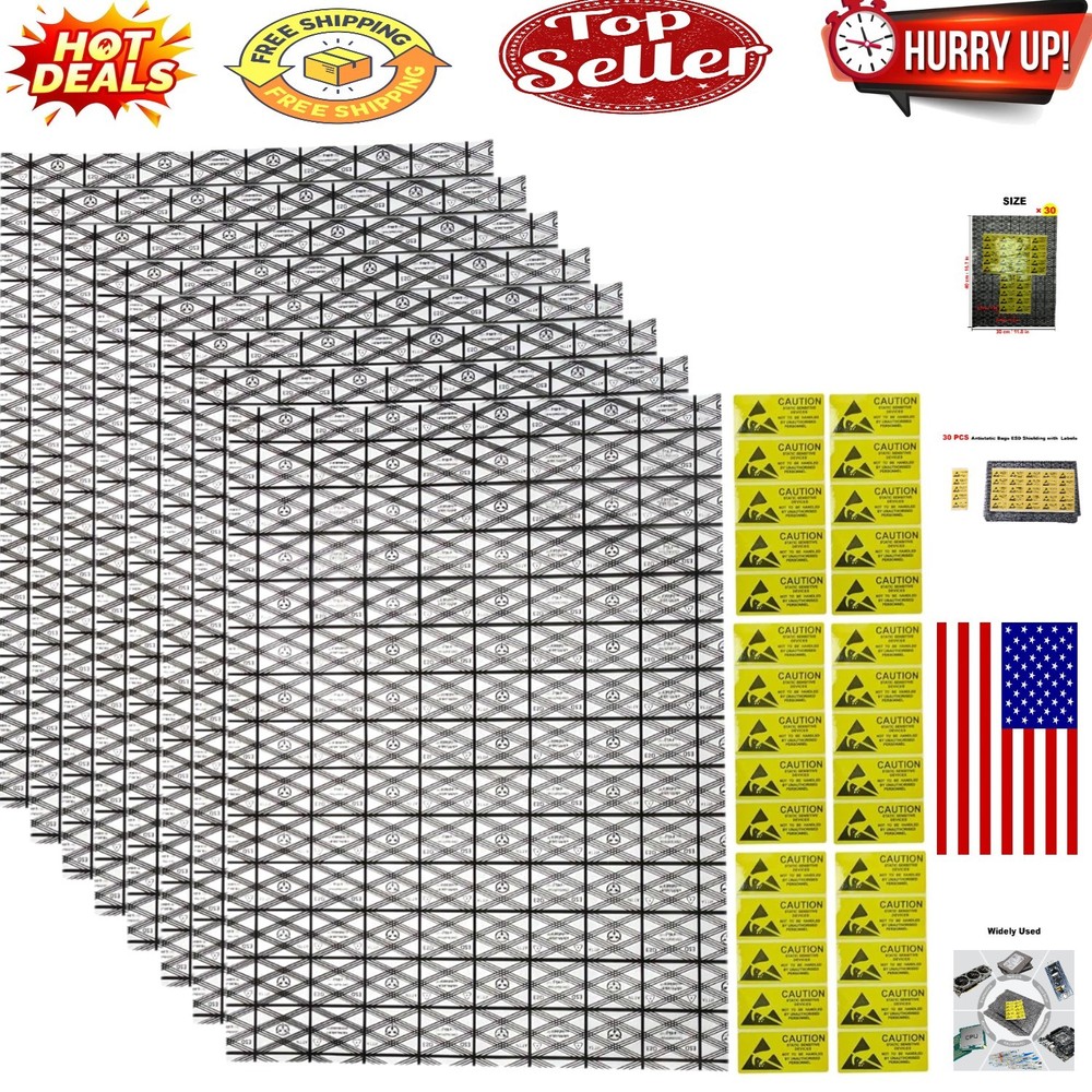 30-Pack Anti-Static Mesh Bags for Electronic Components