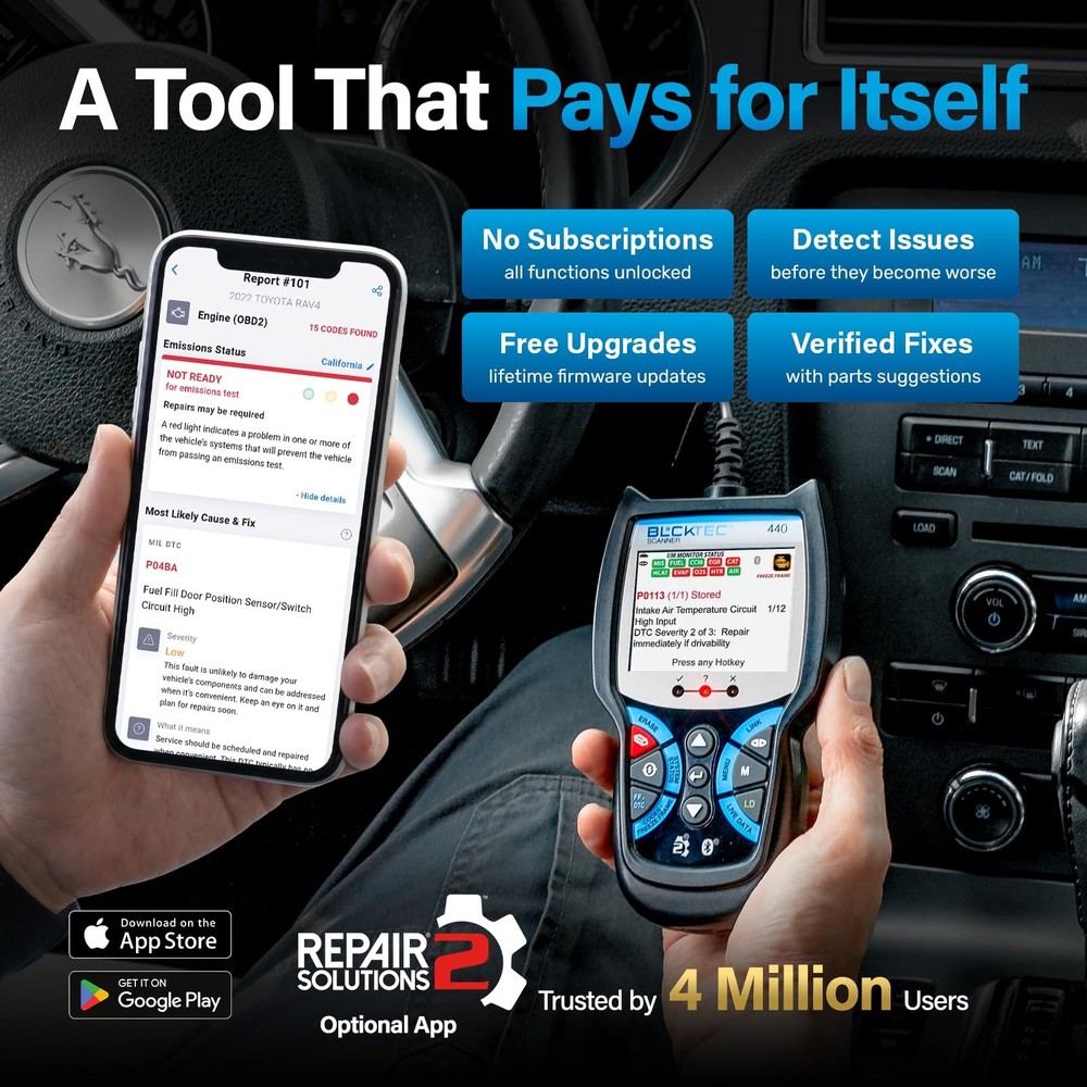 BLCKTEC 440 Bluetooth OBD2 Scanner Diagnostic Tool - Car Code Reader Black