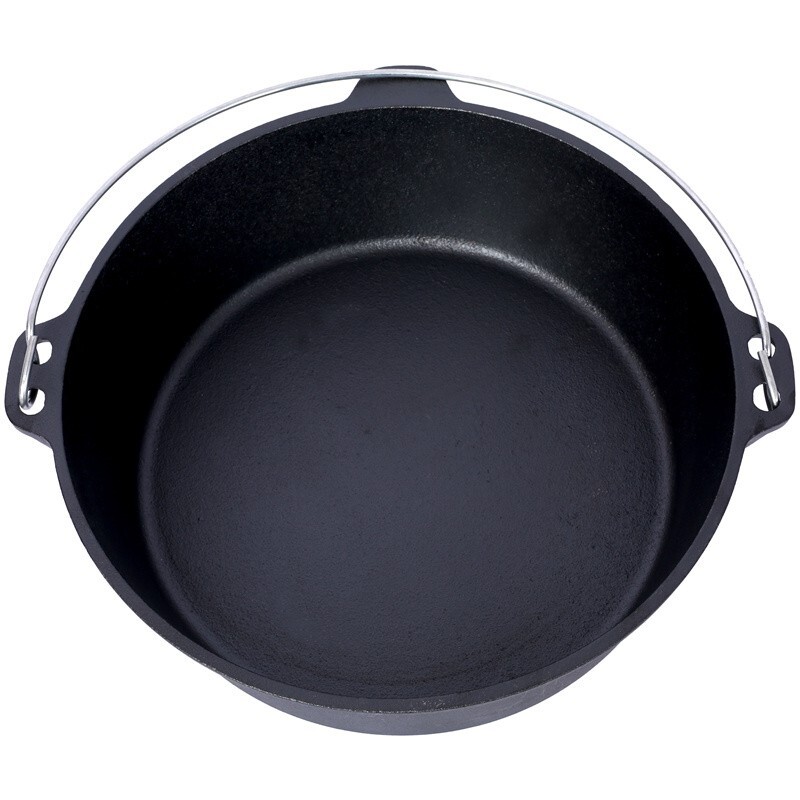 Pre-Seasoned Cast Iron Dutch Oven w/Skillet Lid Outdoor Camping Deep Pot 6 Quart