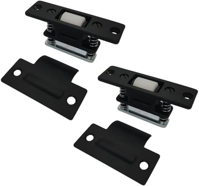 2 Pack Heavy Duty Solid Brass Adjustable Silent Roller Catch, Matte Black