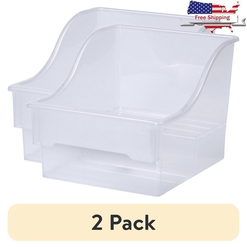 2 Pack Medium Clear Plastic Bins 2 Tier Stackable Kitchen Organizer Storage New