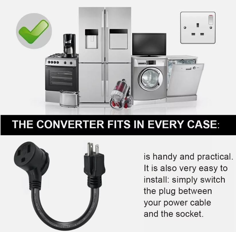 20CM Welder Adaptor Cord Convert 220V to 110V Plug Welder Extension