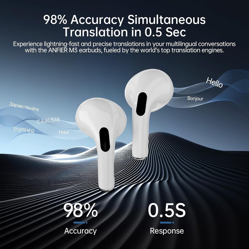 AI Language Translator Earbuds,144 Languages Bluetooth White