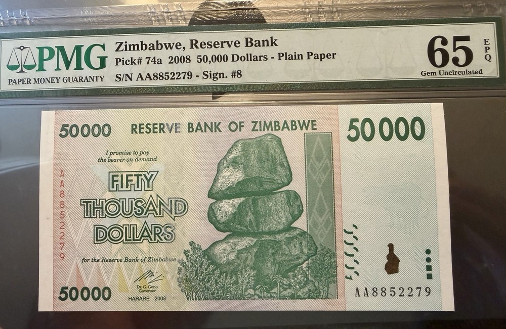 ✨ Zimbabwe 2008 50,000 Dollars — Gem Uncirculated Sequential Pair ✨