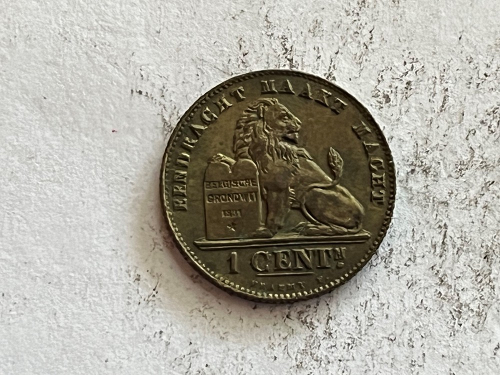 BELGIUM 1 CENTIME 1907 - Obverse doubling