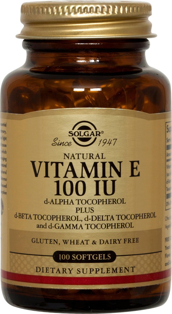 Solgar Vitamin E 100IU 100 Softgels  d-Alpha Tocopherol & Mixed Tocopherols