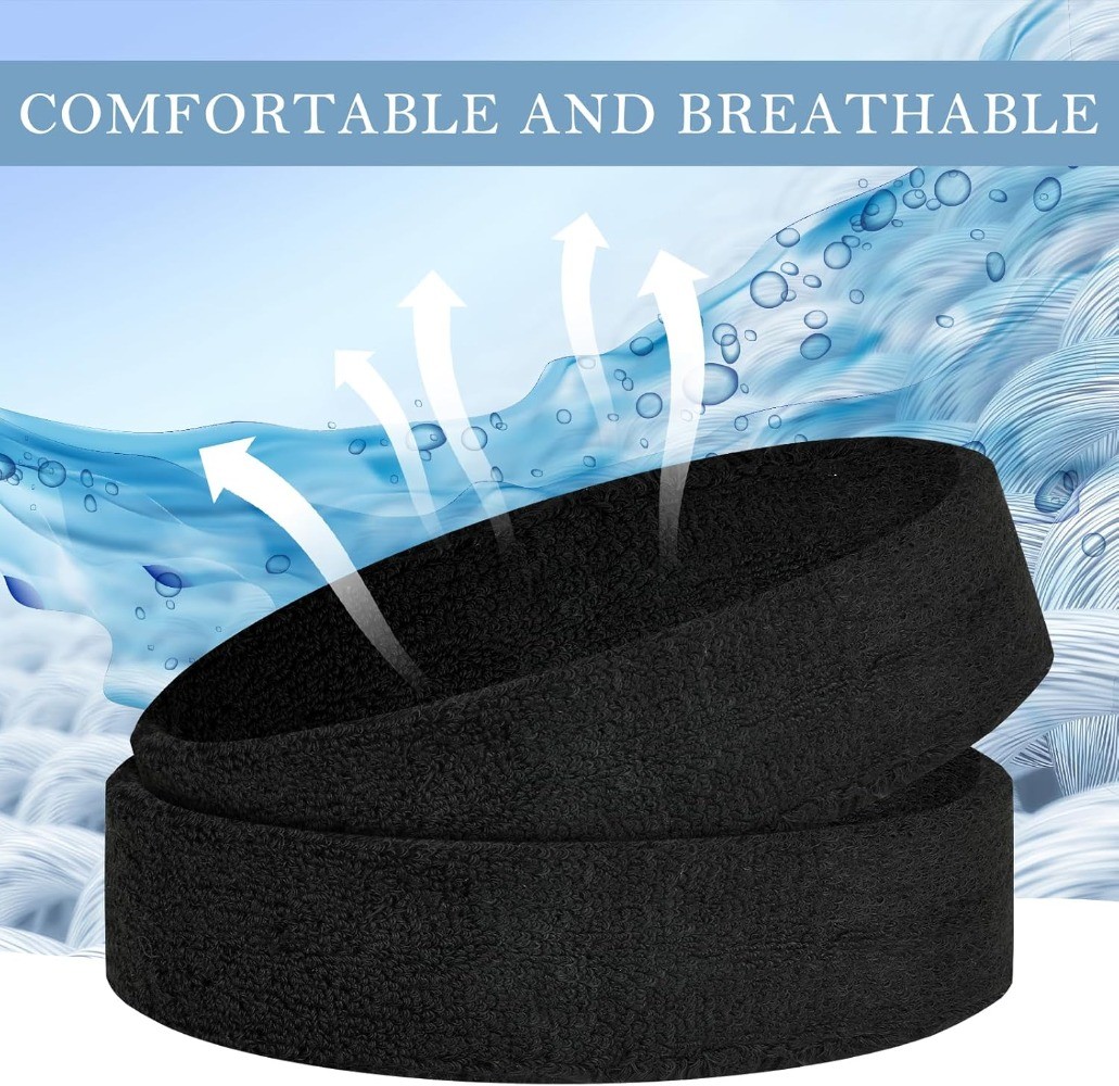 4 Pack Sports Headbands for Men & Women, Moisture Wicking Workout Sweatbands