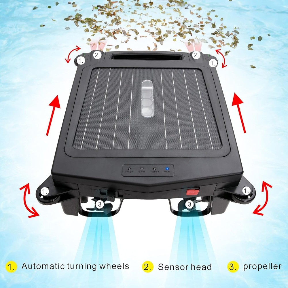 Solar Automatic Robotic Pool Skimmer Surface Cleaner Dual Mode Obstacle Avoidanc