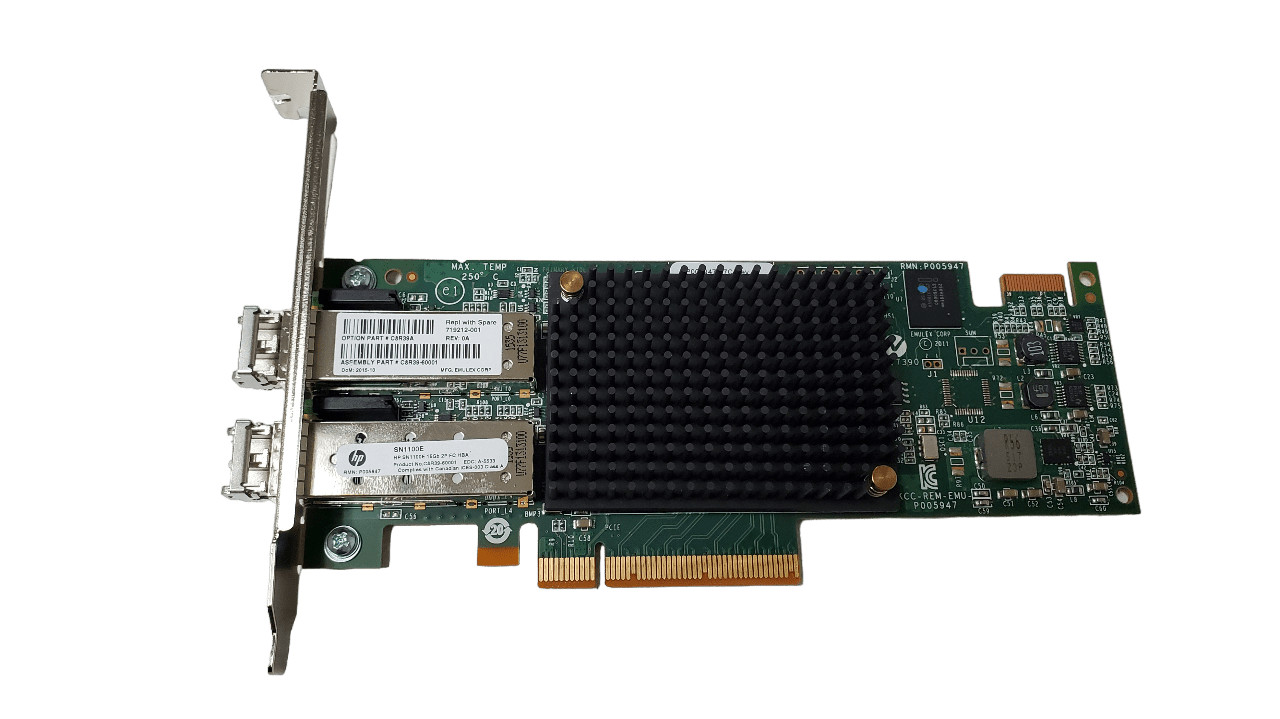 HP 719212-001 C8R39A SN1100E 16GB 2-Port FC Full Height HBA 2x SFPs