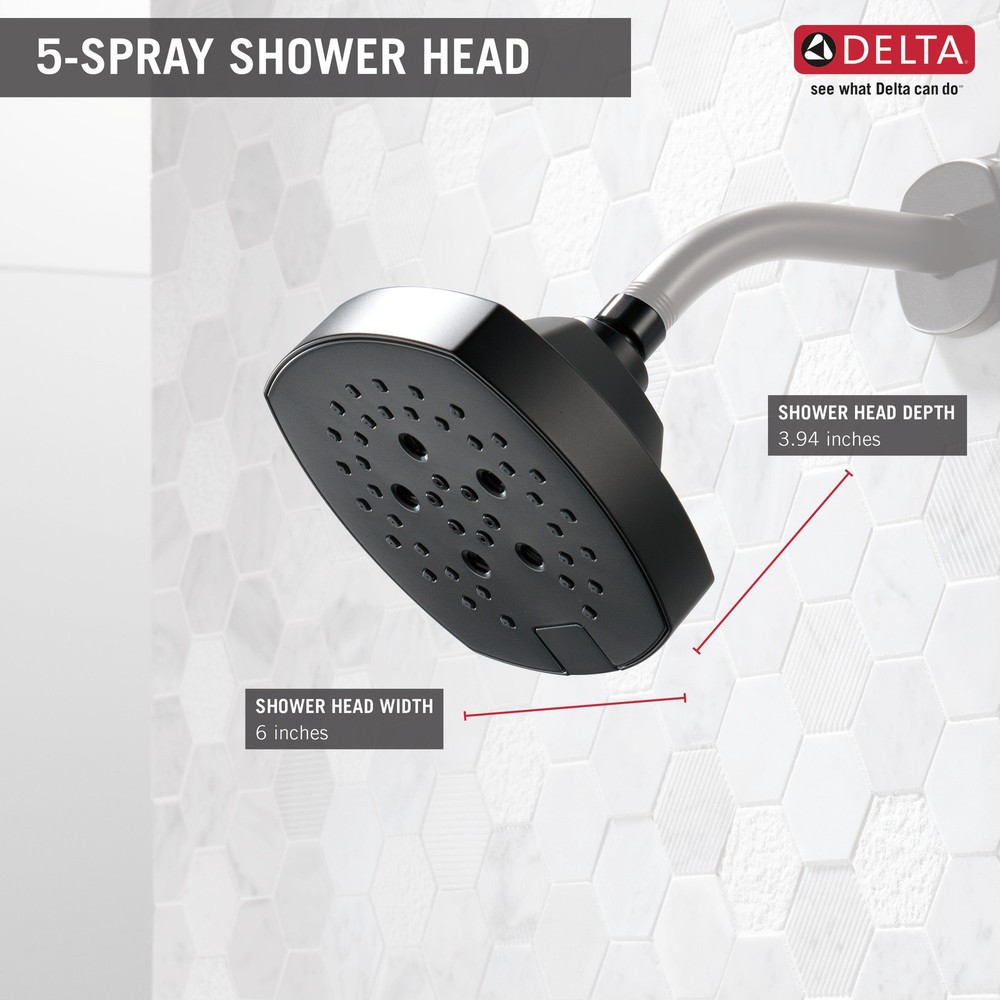 Delta 52663-BL H2OKinetic® 5-Setting Shower Head - Matte Black