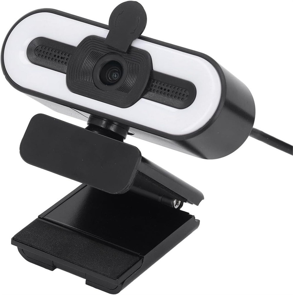1080P Webcam with Light, USB Webcam for PC with Microphone & Privacy Cover.